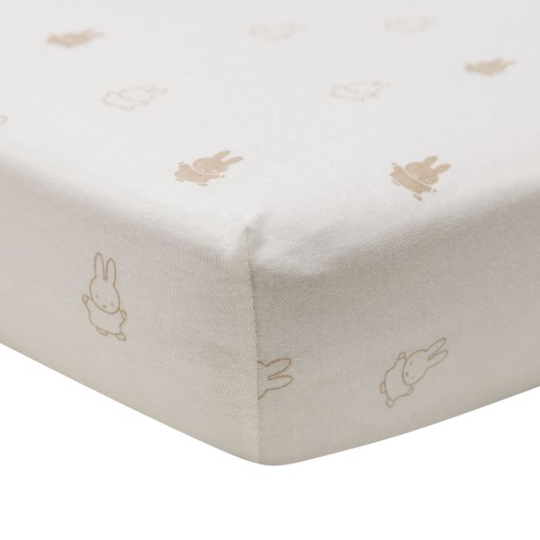 Jollein Wieghoeslaken Jersey Happy Miffy Nougat 40/50 x 80/90 cm Jollein Wieghoeslaken Jersey Happy Miffy Nougat 40/50 x 80/90 cm