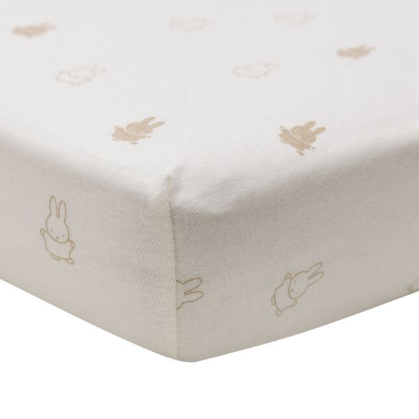 Jollein Ledikanthoeslaken Jersey Happy Miffy Nougat 60 x 120 cm Jollein Ledikanthoeslaken Jersey Happy Miffy Nougat 60 x 120 cm