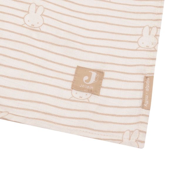 Jollein Multidoek Hydrofiel Large Miffy Stripe Biscuit 115 x 115 cm 2-Pack