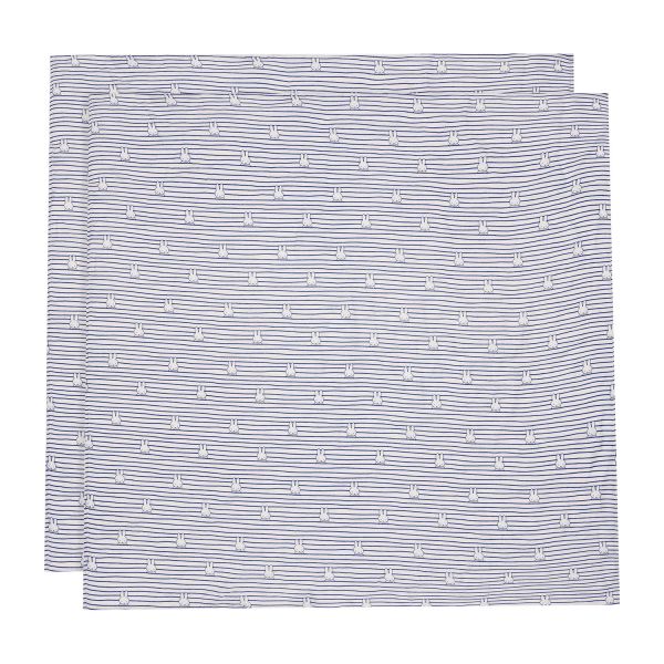 Jollein Multidoek Hydrofiel Large Miffy Stripe Navy 115 x 115 cm 2-Pack