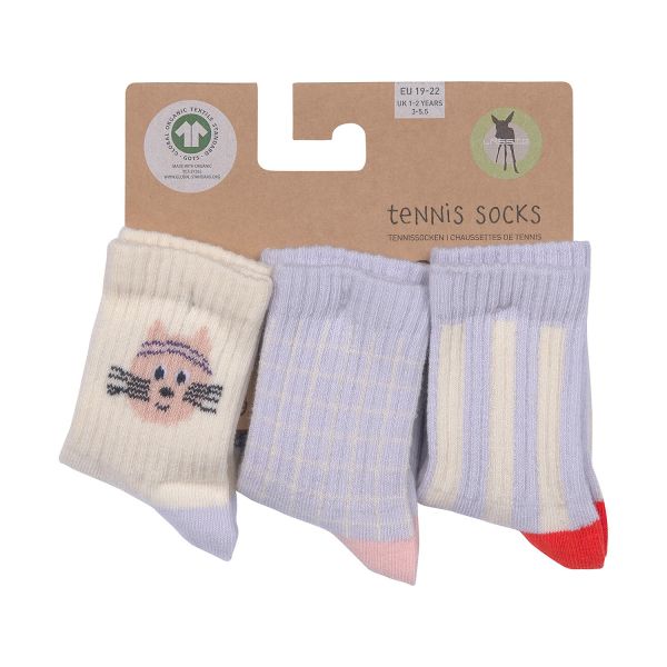 LÄSSIG Tennis Socks 3 pcs GOTS Cat - Maat 23-26