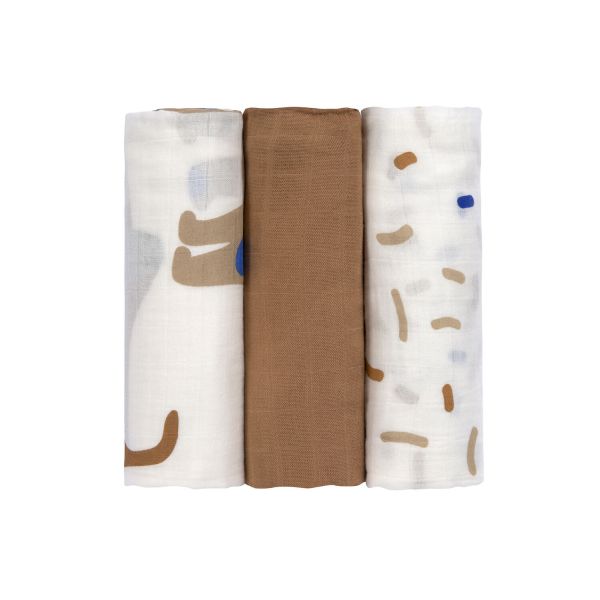 Lässig Heavenly Soft Swaddle L Little Mateys Royal Blue 80 x 80 cm 3-Pack