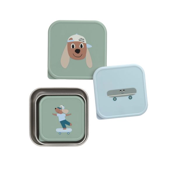 Lässig Tiny Team Dog Snackbox - 3 Stuks - Roestvrijstaal - Groen Lässig Tiny Team Dog Snackbox - 3 Stuks - Roestvrijstaal - Groen