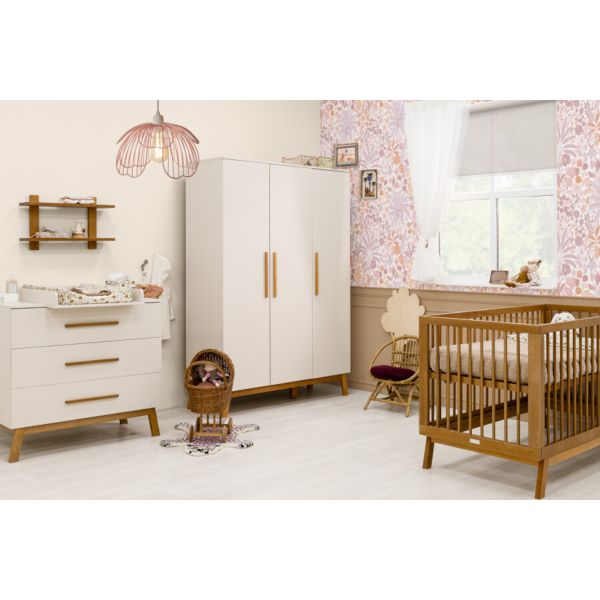 Bopita Ledikant 70 x 140 - Commode - 3-Deurskast - Kaleo - Dune /Rose Wood Bopita Ledikant 70 x 140 - Commode - 3-Deurskast - Kaleo - Dune /Rose Wood