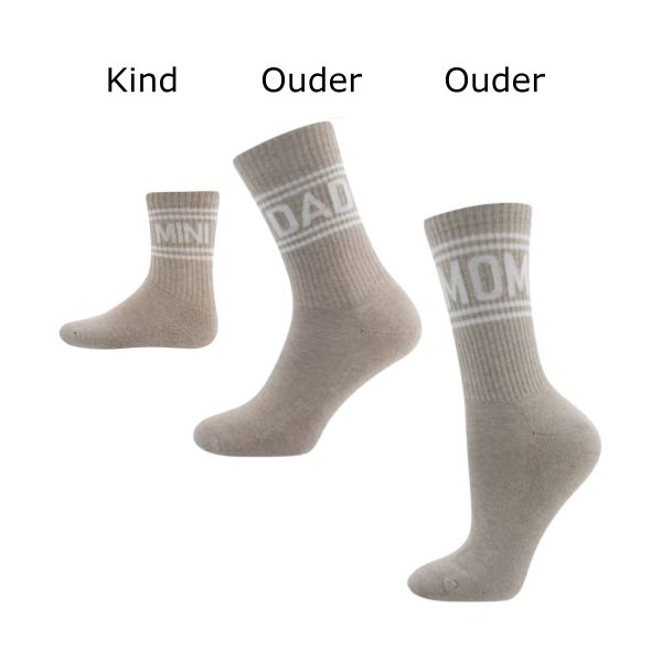 Ewers Tennissokken Set Kind en Ouders - Tekst - Beige Ewers Tennissokken Set Kind en Ouders - Tekst - Beige