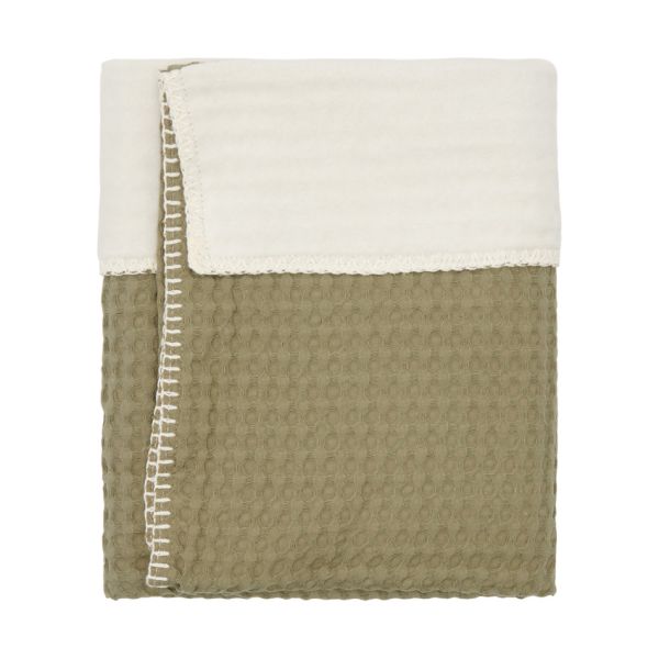 Koeka Wiegdeken Cotton Fleece Wafel Amsterdam Moss 75 x 100 cm