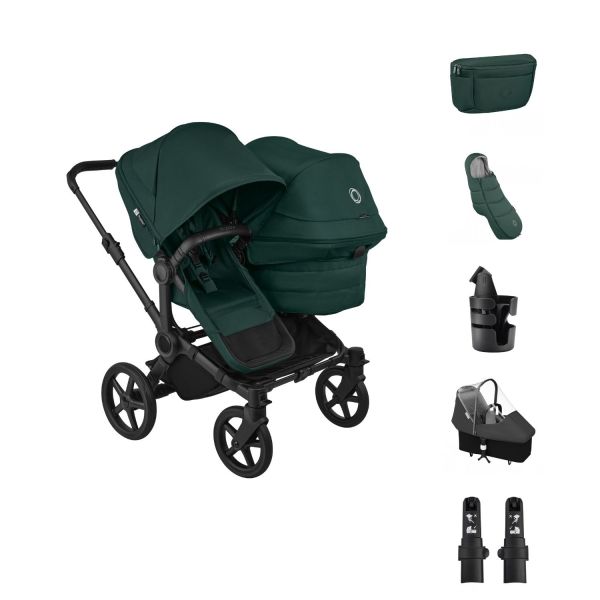 Bugaboo Donkey 6 Double Kinderwagen - Essentiël Bundel - Black/Fern Green Bugaboo Donkey 6 Double Kinderwagen - Essentiël Bundel - Black/Fern Green