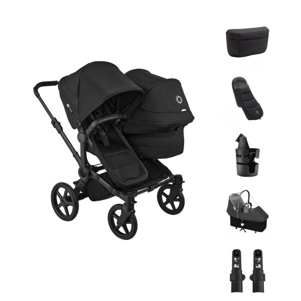 Bugaboo Donkey 6 Double Kinderwagen - Essentiël Bundel - Black/Heritage Black Bugaboo Donkey 6 Double Kinderwagen - Essentiël Bundel - Black/Heritage Black