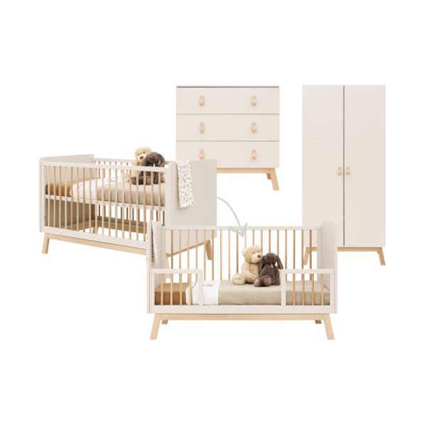 Bopita Ledikant 70 x 140 cm - Commode - Kast 2drs - Lines - Dune/Natural Bopita Ledikant 70 x 140 cm - Commode - Kast 2drs - Lines - Dune/Natural