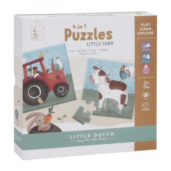 Little Dutch Puzzel 4-in-1 Little Farm FSC Little Dutch Puzzel 4-in-1 Little Farm FSC