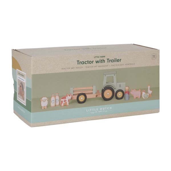 Little Dutch Tractor Met Trailer Little Farm FSC Little Dutch Tractor Met Trailer Little Farm FSC