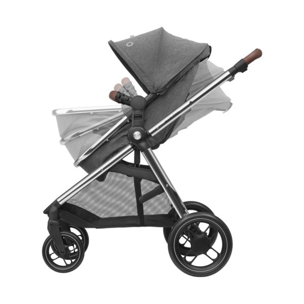 Maxi Cosi Kinderwagen 2 in 1 Zelia 3 Luxe Twillic Grey (Chrome frame & Brown Leather)