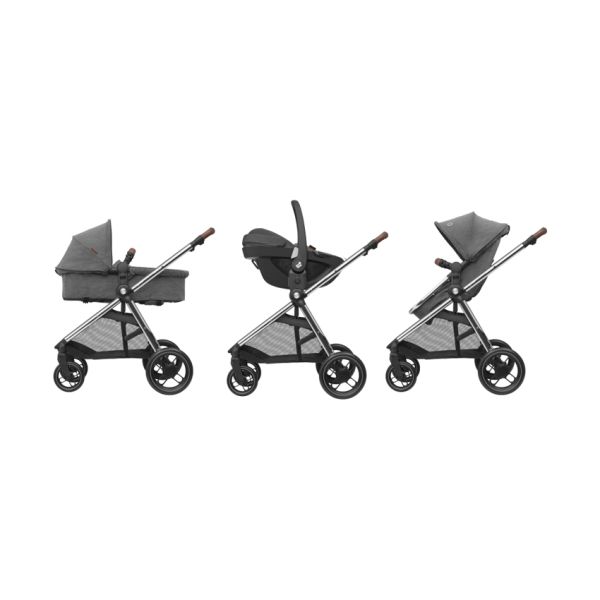Maxi Cosi Kinderwagen 2 in 1 Zelia 3 Luxe Twillic Grey (Chrome frame & Brown Leather)