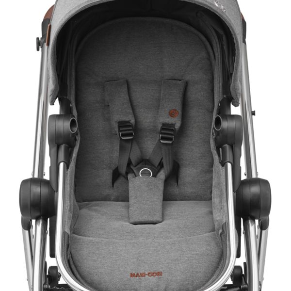 Maxi Cosi Kinderwagen 2 in 1 Zelia 3 Luxe Twillic Grey (Chrome frame & Brown Leather)
