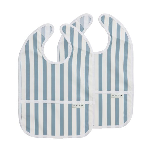 Meyco Baby Fat Stripe Slab Met Opvangbak - 2 stuks - Jeans Blue