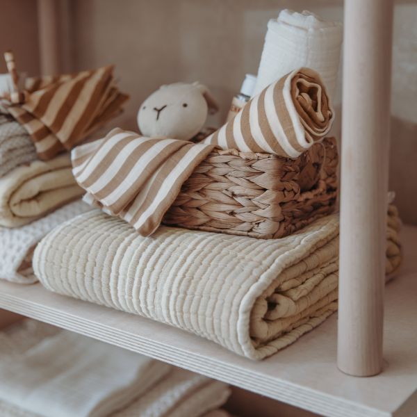 Meyco Baby Fat Stripe Washandjes - 2 Stuks - Pre-washed Tetra - Taupe