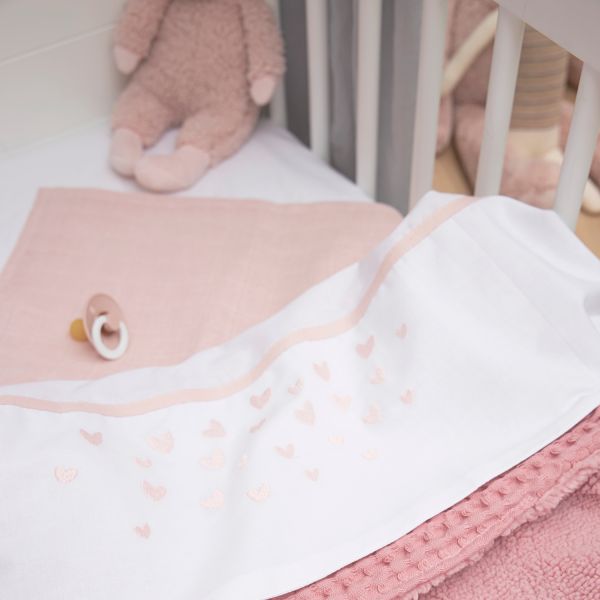 Meyco Ledikantlaken Hearts Soft pink 100 x 150 cm

