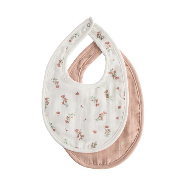 Mushie Slab Muslin Blush/Pink Floral 2-Pack