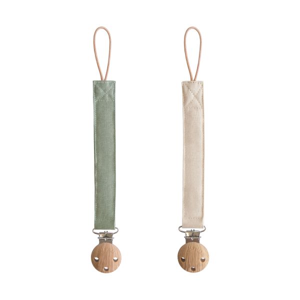 Mushie Speenkoord Linnen Olive/Shifting Sand 2-Pack Mushie Speenkoord Linnen Olive/Shifting Sand 2-Pack
