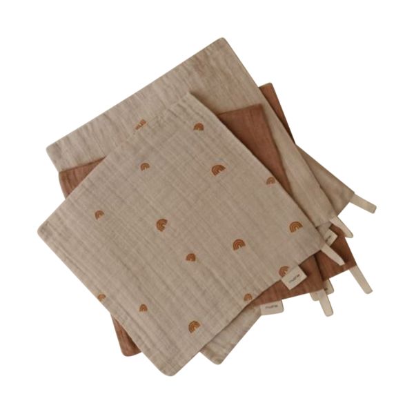 Mushie Monddoekje Muslin Cotton Rainbow Blue 5-Pack Mushie Monddoekje Muslin Cotton Rainbow Blue 5-Pack