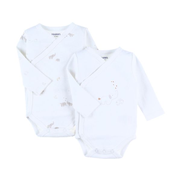 Noukie's B&M Rompers - 2 stuks - Maat 44 - Lange Mouw - Bio Katoen - Wit Noukie's B&M Rompers - 2 stuks - Maat 44 - Lange Mouw - Bio Katoen - Wit