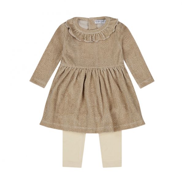 Dirkje Jurk + Legging - Maat 68 - Beige Grey