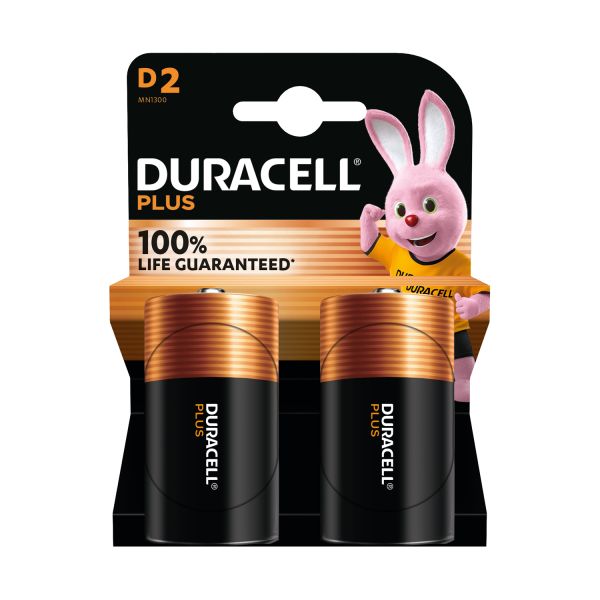 Duracell Batterij Plus Alkaline 100% D 2 pack (LR20)