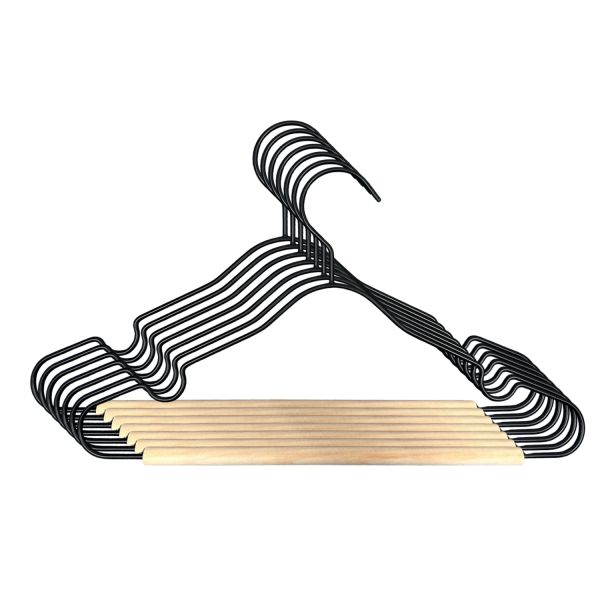 Puck kledinghanger metaal zwart set van 6