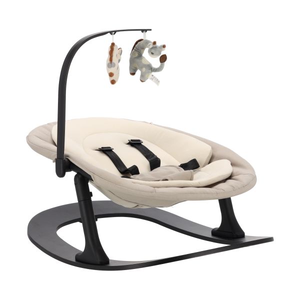 Qute Q-Sittle Newborn Rocker Black + Bekleding Sand Qute Q-Sittle Newborn Rocker Black + Bekleding Sand