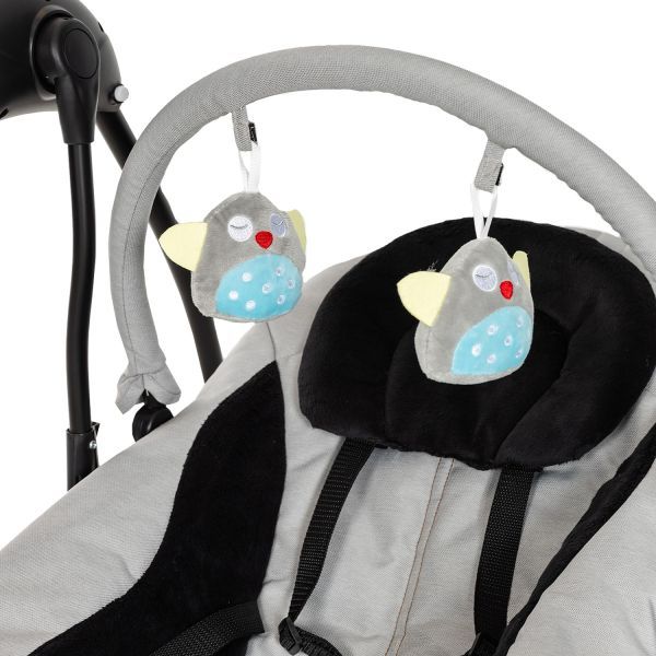 Qute Schommelstoel Q-Swing Softgrey Uil / Zwart Frame Qute Schommelstoel Q-Swing Softgrey Uil / Zwart Frame