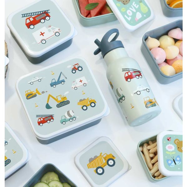 A Little Lovely Company Lunch & Snack Box Set - Vehicles A Little Lovely Company Lunch & Snack Box Set - Vehicles