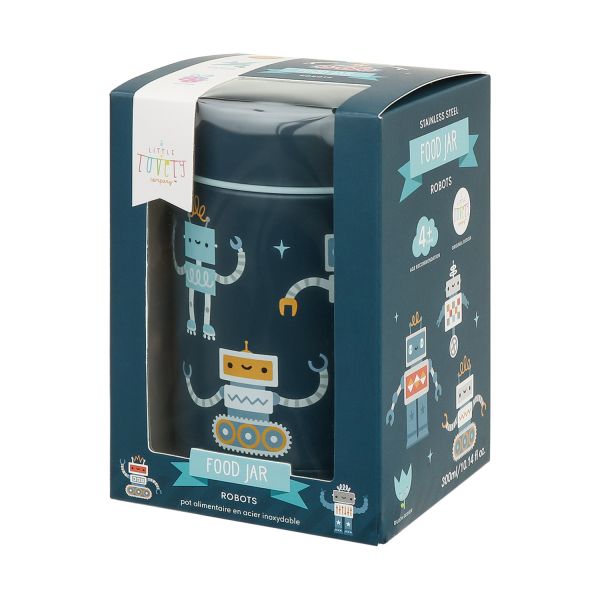 A Little Lovely Company Geïsoleerde RVS Food Jar - Robots