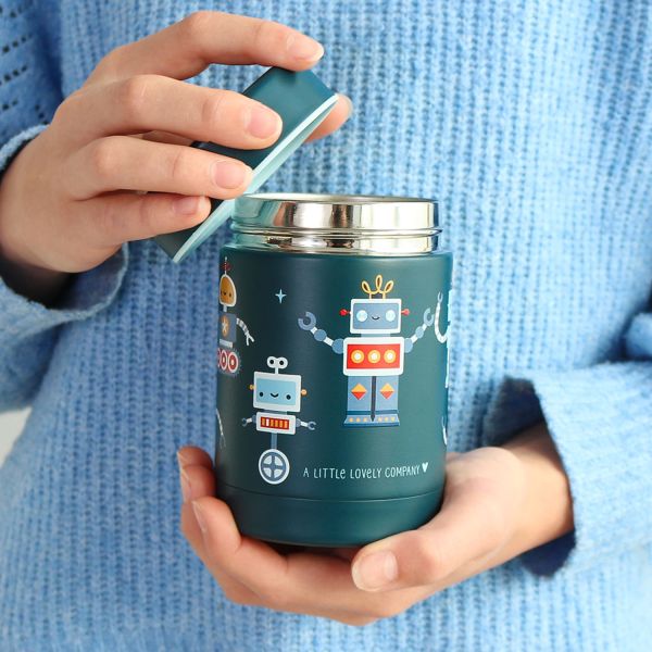 A Little Lovely Company Geïsoleerde RVS Food Jar - Robots