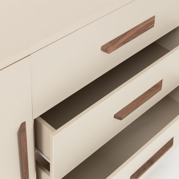 TWF Ledikant 70 x 140 - Commode XL 3 Laden 1 Deur - Hanglegkast 2 Deuren 1 Lade Salerno Walnoot