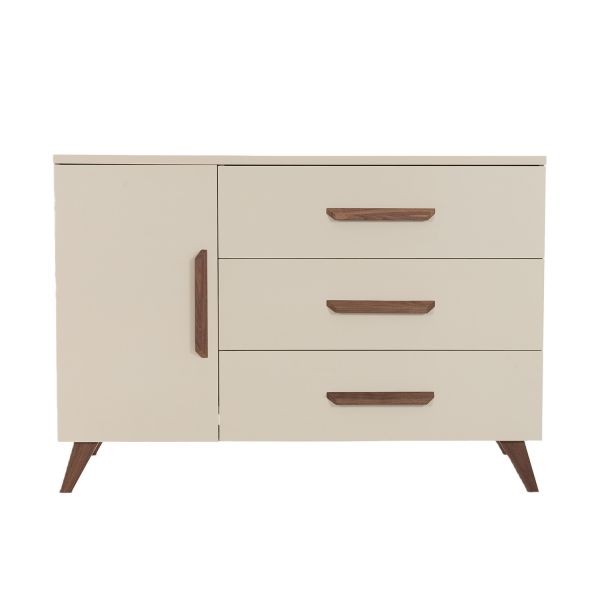 TWF Ledikant 70 x 140 - Commode XL 3 Laden 1 Deur - Hanglegkast 2 Deuren 1 Lade Salerno Walnoot