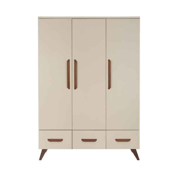 TWF Ledikant 70 x 140 - Commode 3 Laden - Hanglegkast XL 3 Deuren 2 Lade Salerno Walnoot