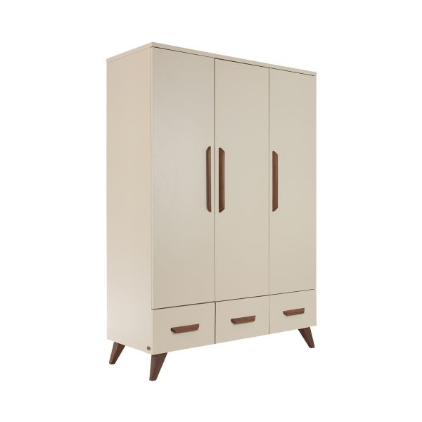 TWF Ledikant 70 x 140 - Commode 3 Laden - Hanglegkast XL 3 Deuren 2 Lade Salerno Walnoot