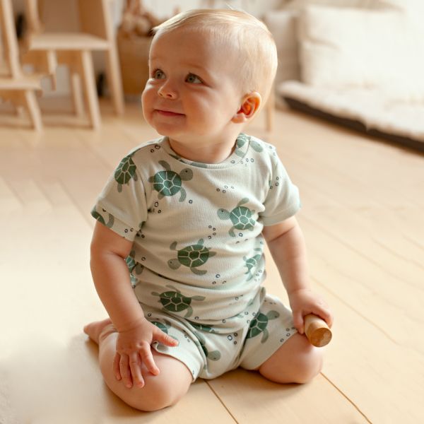 Feetje Premium Summerwear Shortama - Timmy Turtle - Mt. 86 - Mint Feetje Premium Summerwear Shortama - Timmy Turtle - Mt. 86 - Mint