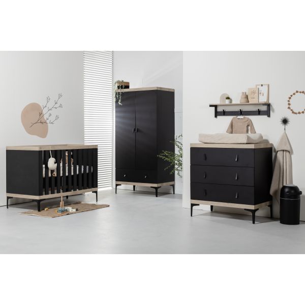 Interbaby Hanglegkast 2-Deurs Strips Zwart Interbaby Hanglegkast 2-Deurs Strips Zwart