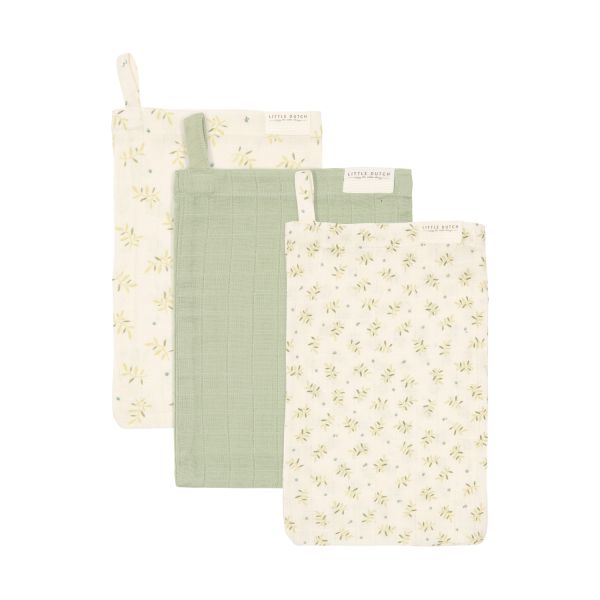 Little Dutch Washandjes - Hydrofiel - 3 stuks - Blueberry Leaves & Sage