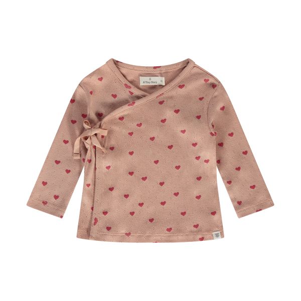 A Tiny Story Hearts overslag longsleeve - Mt. 62 - Dusty Coral