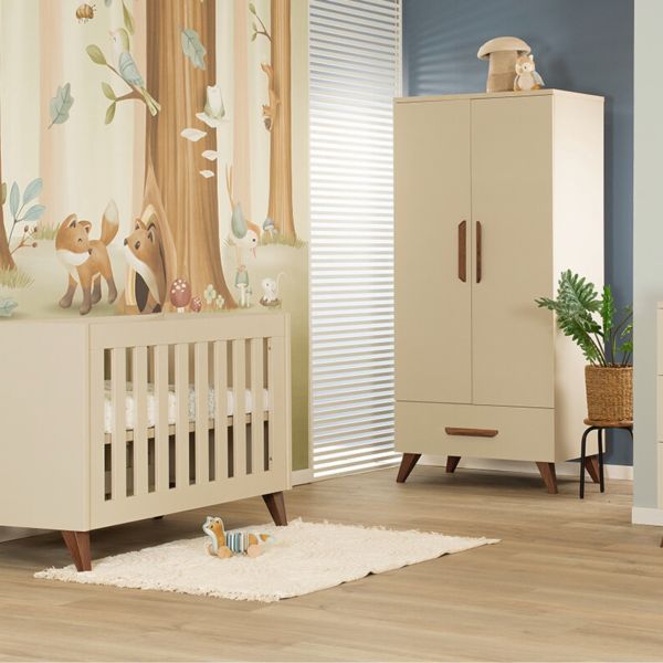 TWF Ledikant 70 x 140 - Commode 3 Laden - Hanglegkast 2 Deuren 1 Lade Salerno Walnoot TWF Ledikant 70 x 140 - Commode 3 Laden - Hanglegkast 2 Deuren 1 Lade Salerno Walnoot