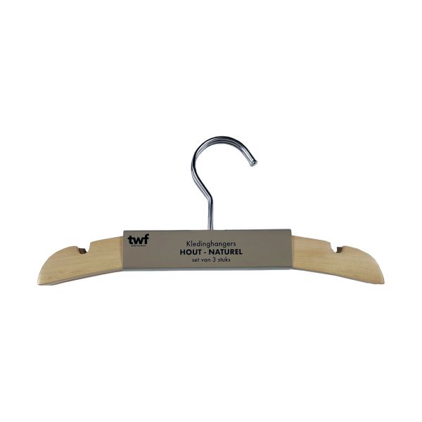 TWF Kledinghanger Hout Naturel (3 stuks) TWF Kledinghanger Hout Naturel (3 stuks)