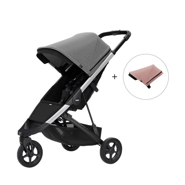 Thule Spring Buggy - Black/Grey Melange Incl. Extra Kap Misty Rose Thule Spring Buggy - Black/Grey Melange Incl. Extra Kap Misty Rose