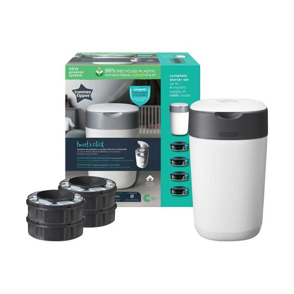 Tommee Tippee Twist & Click Starterpakket Luieremmer + 4 Refill Tommee Tippee Twist & Click Starterpakket Luieremmer + 4 Refill