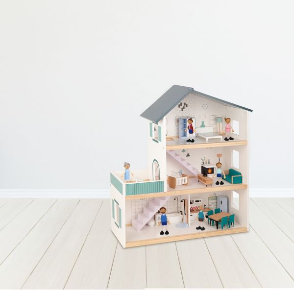 Tooky Toy Poppenhuis - Hout Tooky Toy Poppenhuis - Hout