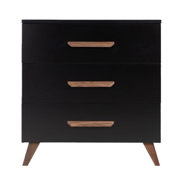 TWF Ledikant 70 x 140 - Commode 3 Laden Modena Walnoot TWF Ledikant 70 x 140 - Commode 3 Laden Modena Walnoot