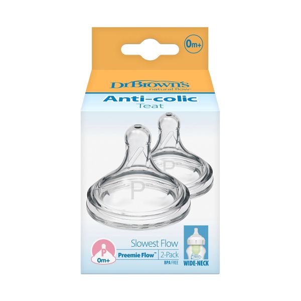 Dr. Brown's Flesspeen Brede Hals Options+ Prematuur 2-Pack