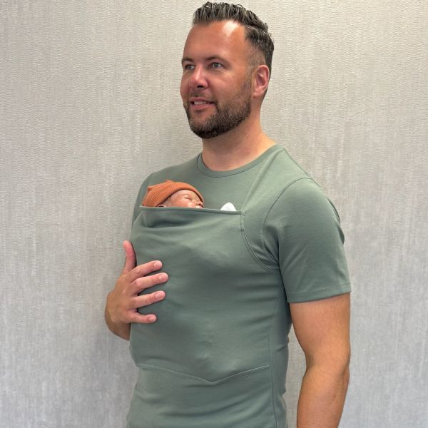 Womboo Buidelshirt - Man - Maat XL - Groen / Grijs