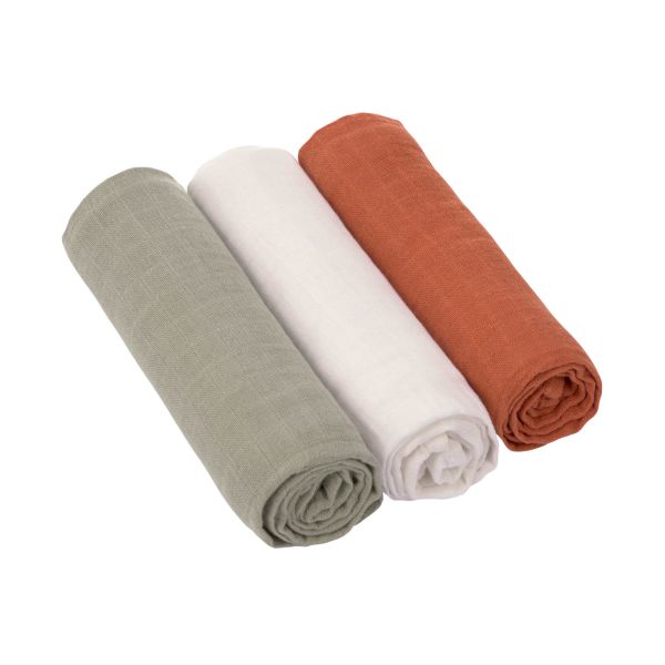 Lässig Swaddle & Burp Blanket L Rust/Olive/Milky 85 x 85 cm Lässig Swaddle & Burp Blanket L Rust/Olive/Milky 85 x 85 cm